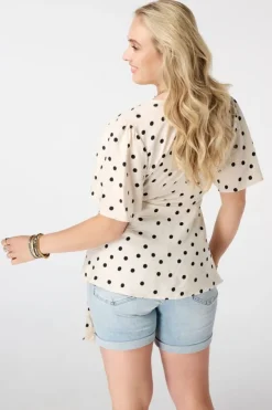 Blouse cache cœur à pois