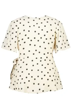 Blouse cache cœur à pois