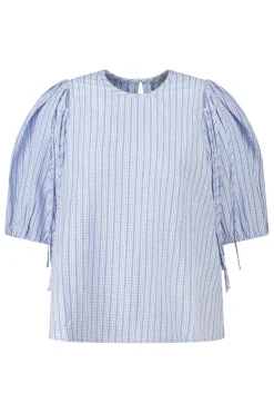 Blouse à carreaux avec manches bouffantes