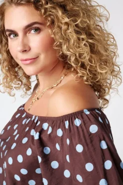 Blouse à pois épaules dénudées
