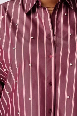 Blouse rayée avec perles