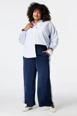 Blouse rayée avec volants