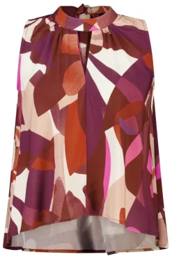 Blouse satinée à col montant
