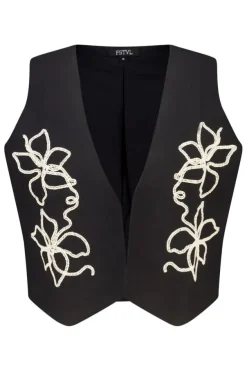 Gilet court avec broderie