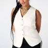 Gilet long avec boutons dorés