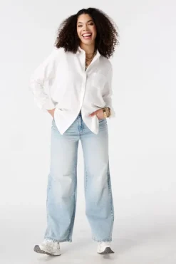 Jean à jambe large et taille haute