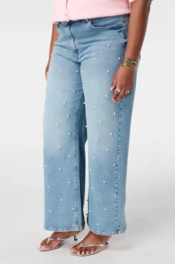Jean wide leg avec perles