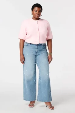 Jean wide leg avec perles