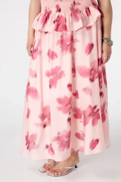 Jupe satinée à imprimé floral