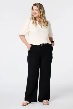 Pantalon en lin avec ceinture