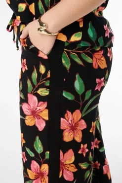 Pantalon à imprimé tropical