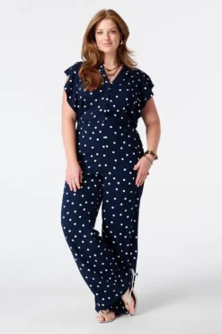 Pantalon wide leg à pois