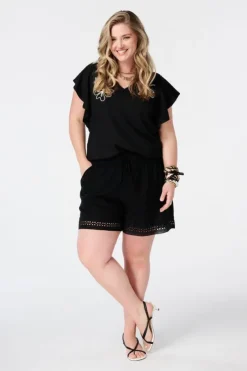 Short en lin avec taille élastique