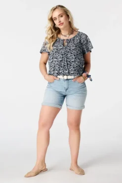 Top en dentelle à imprimé floral
