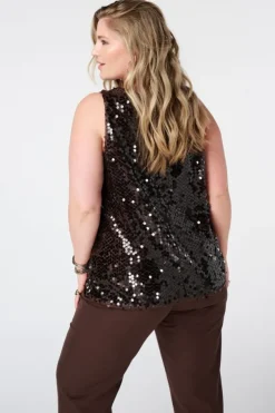 Top à paillettes sans manches