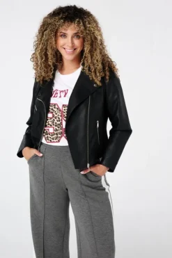 Veste biker en similicuir