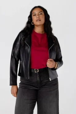 Veste de style motard en similicuir