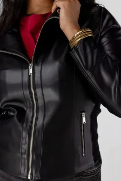 Veste de style motard en similicuir