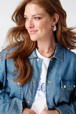 Veste en jean avec cordons à nouer