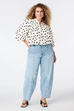 Veste à pois avec manches bouffantes courtes